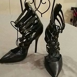 Steve Madden black caged heels